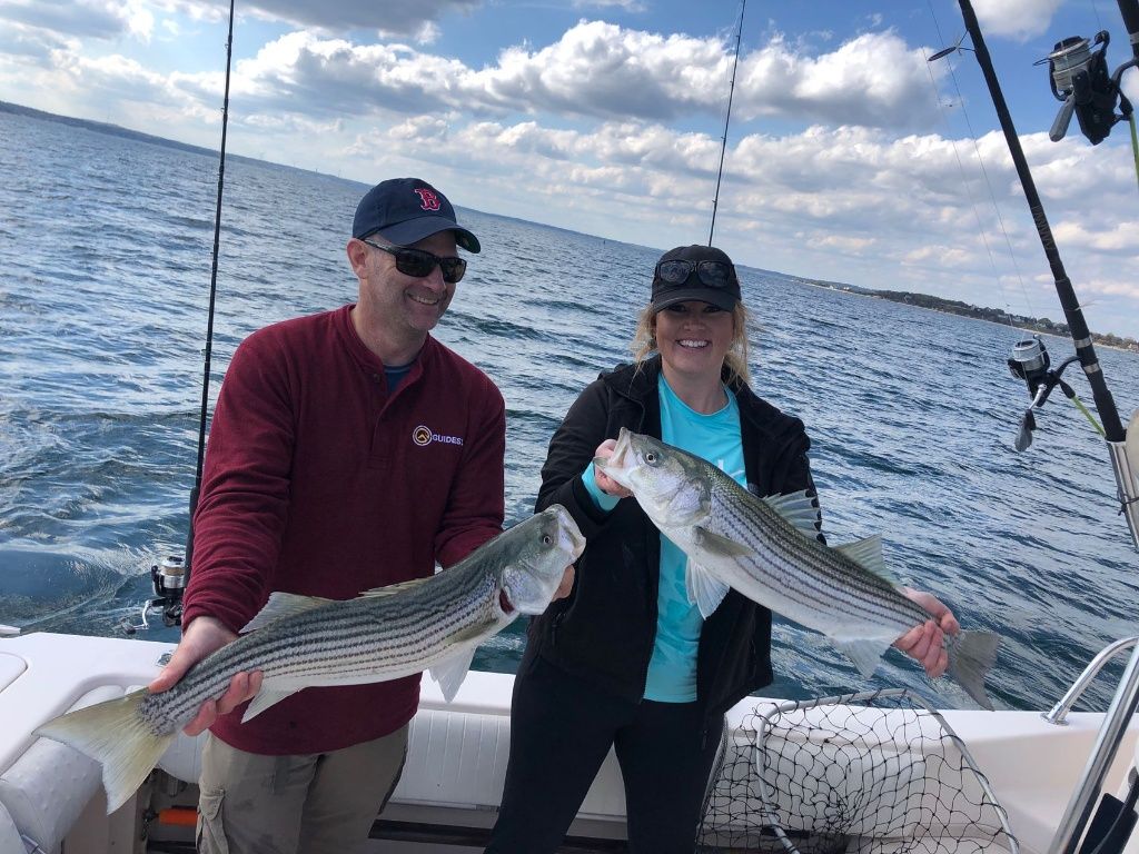 The Guidesly team with some Cape Cod Striped Bass
